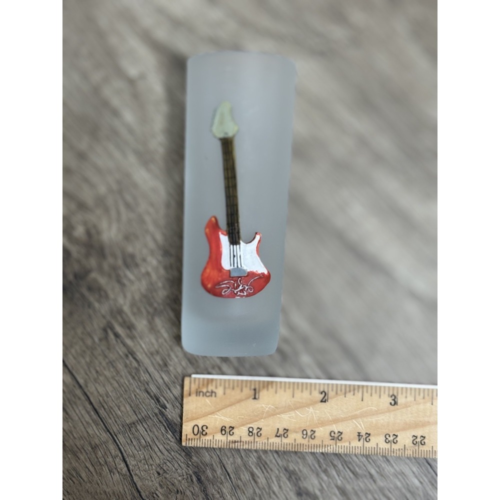 Frosted Tall Shot Glass‎ with 3D Red Electric Guitar Relief Music Barware - Picture 5 of 6